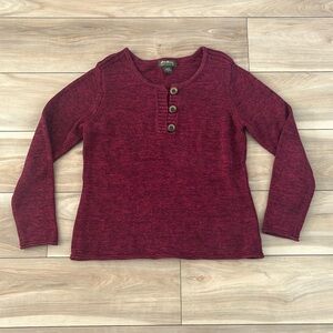Eddie Bauer Burgundy Button Henley Sweater